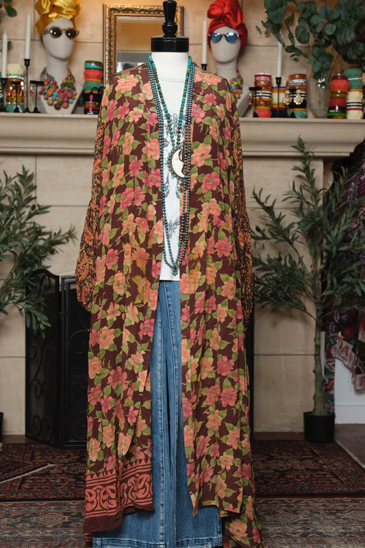 Evermore Duster in Aubergine Flower