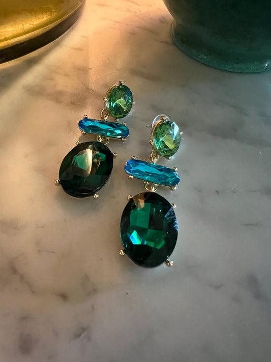 Cleo Earrings in Aqua Green