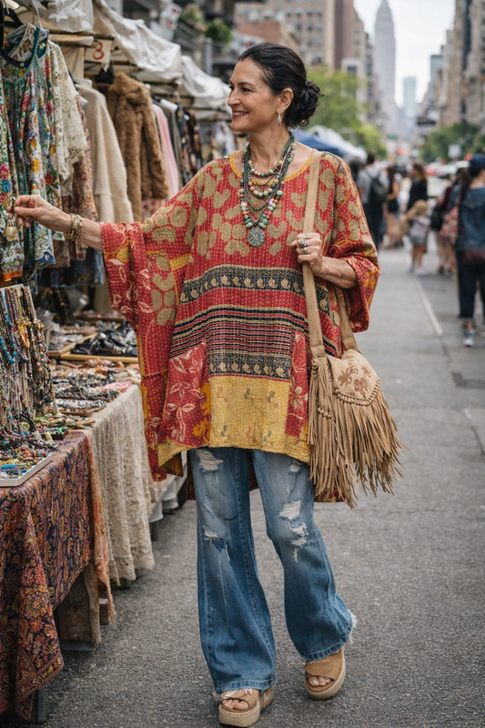 Kantha Dream Pullover in Golden Clover