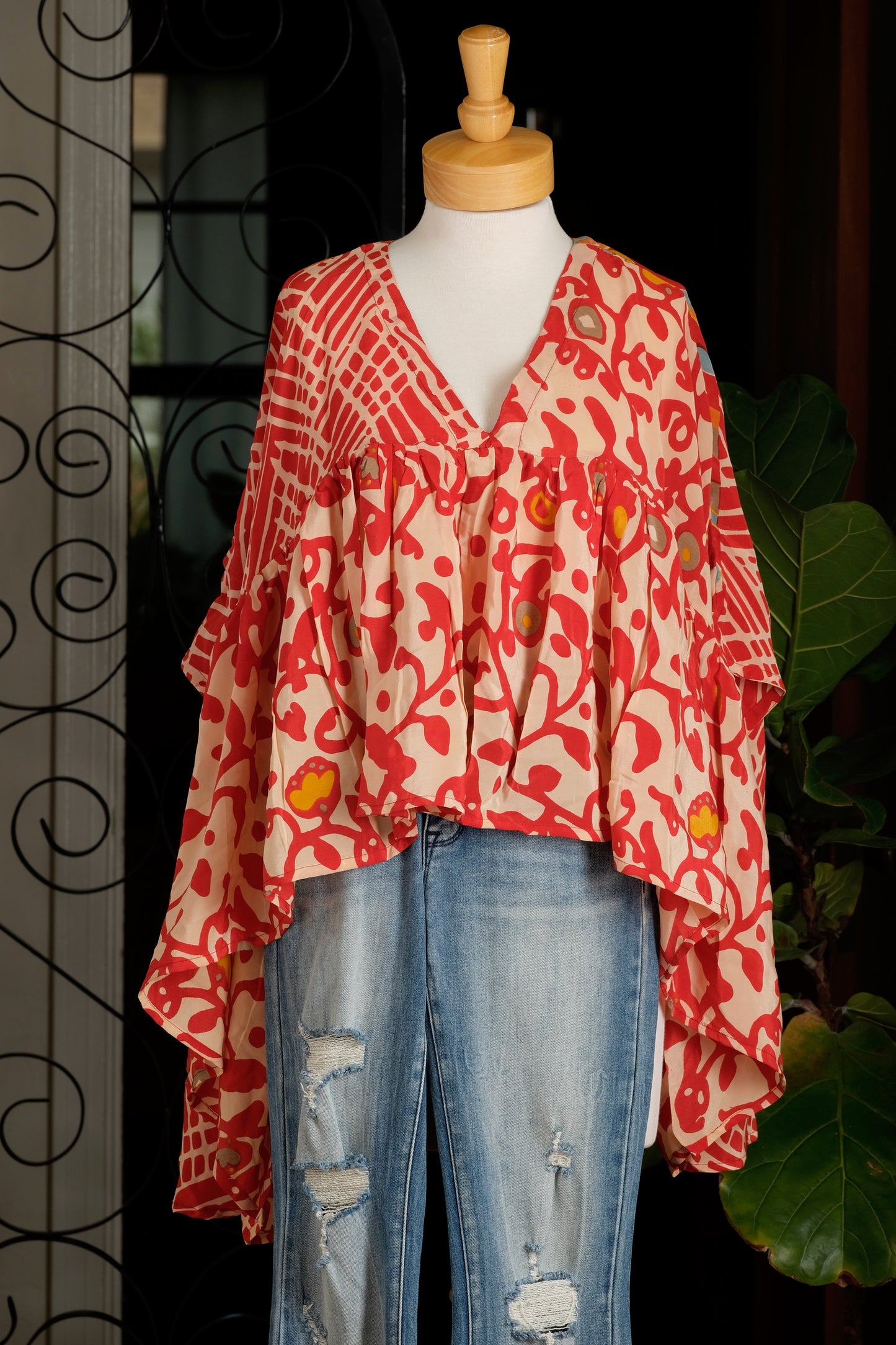 Gold Dust Crop Top in Abstract Plaid