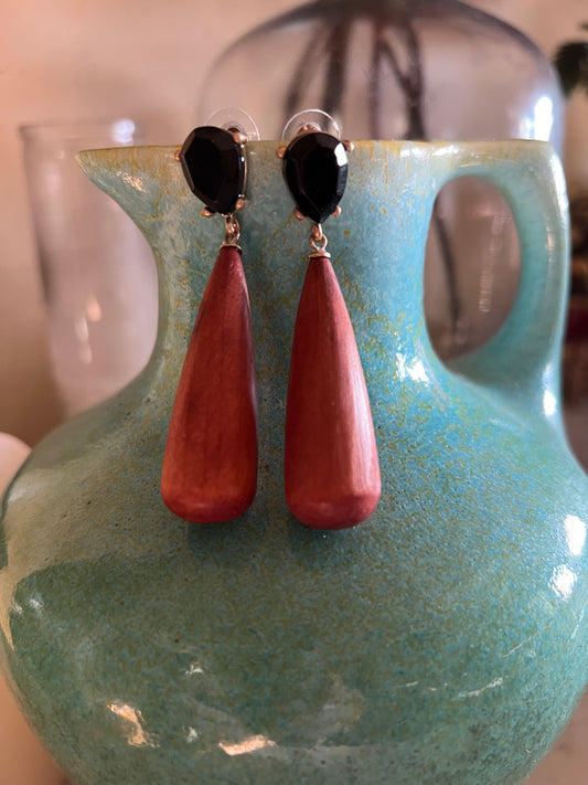 Wooden tear drop earring