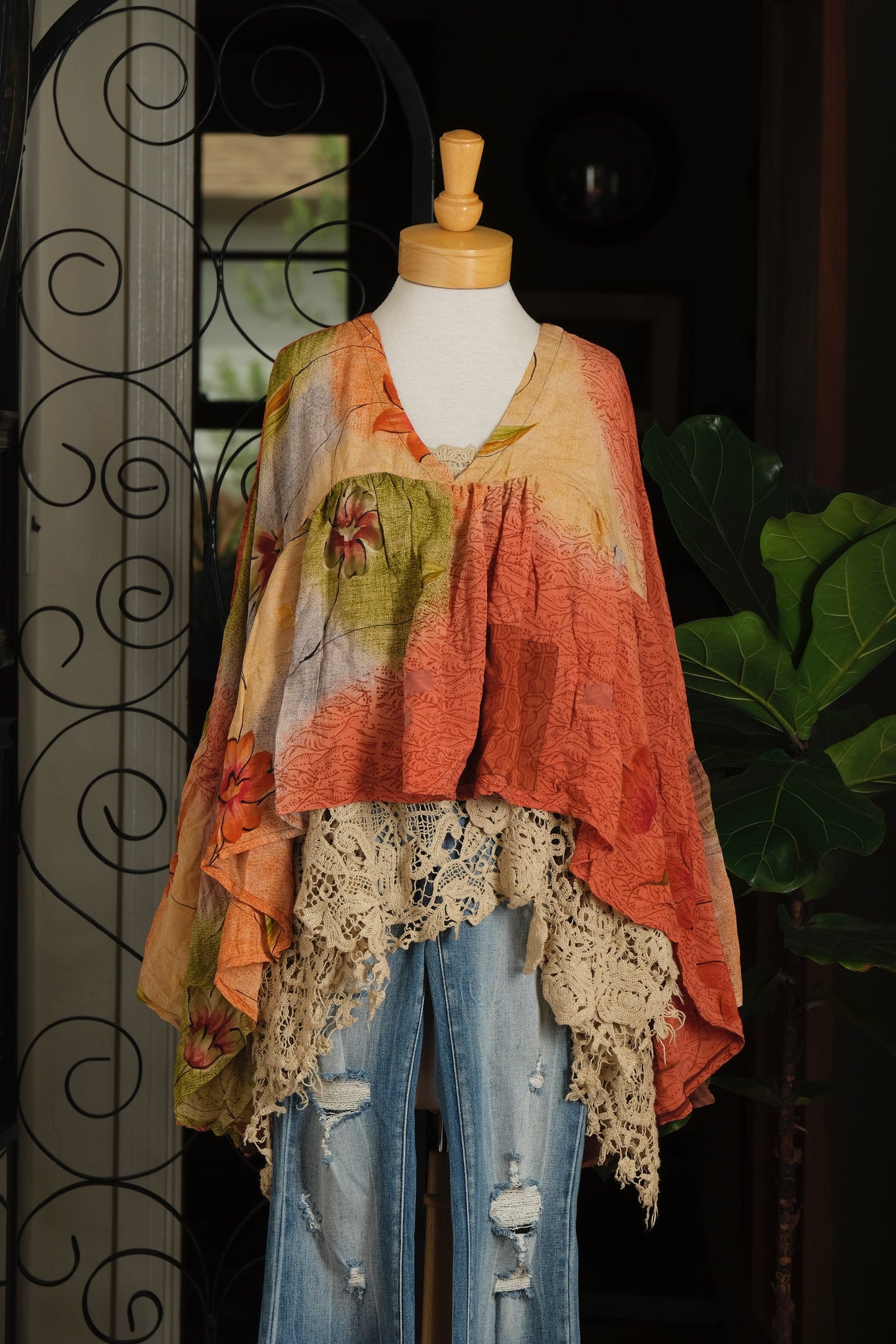 Gold Dust Crop Top in Terracotta Garden