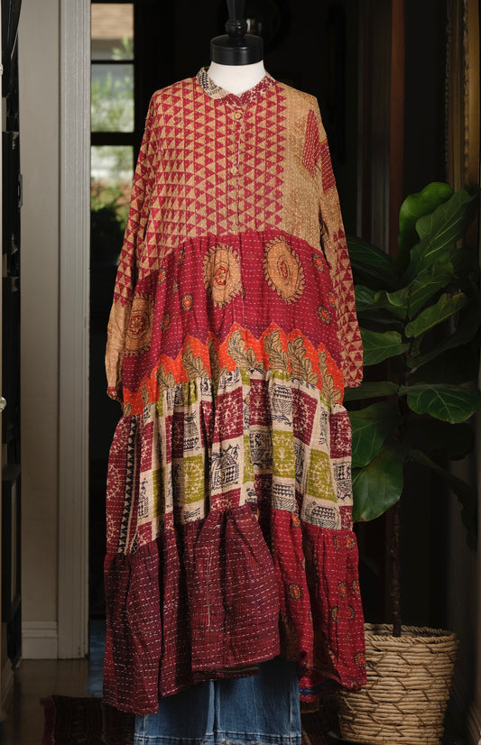 Majestic Duster Dress in Rustic Mandala
