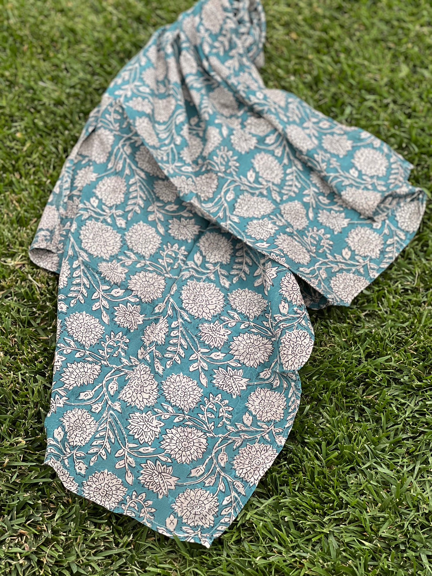 Bohemia Scarf in Teal Dahlia Flower