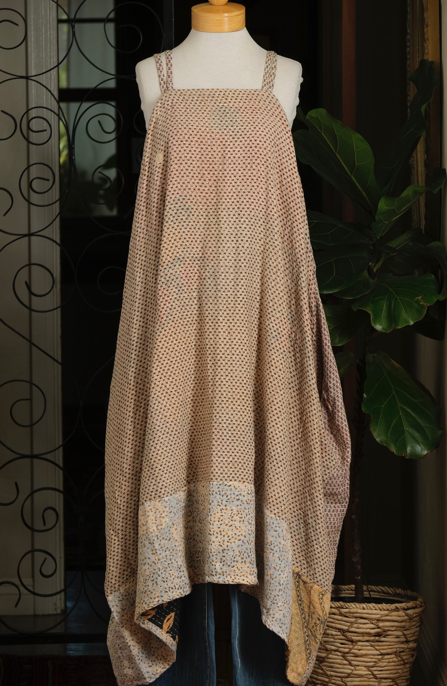 Kantha Maxi Dress in Tiny Flower