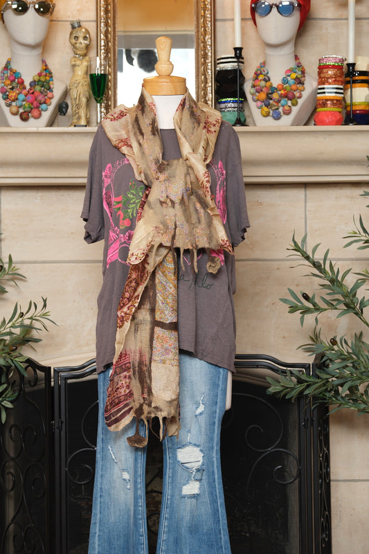 Lotus Scarf in Golden Garden