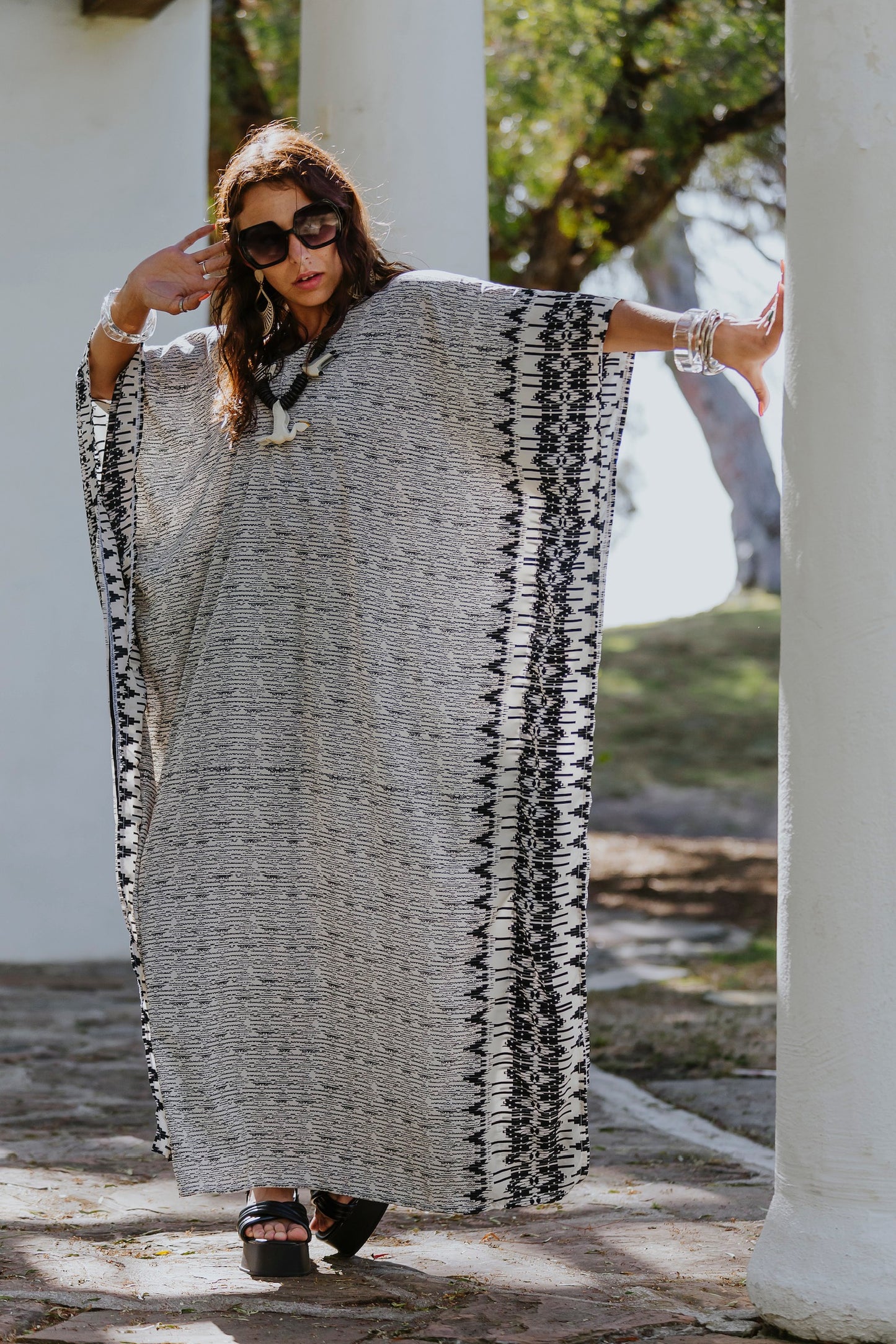 Ivory & Black Caftan by Sarong Social Club