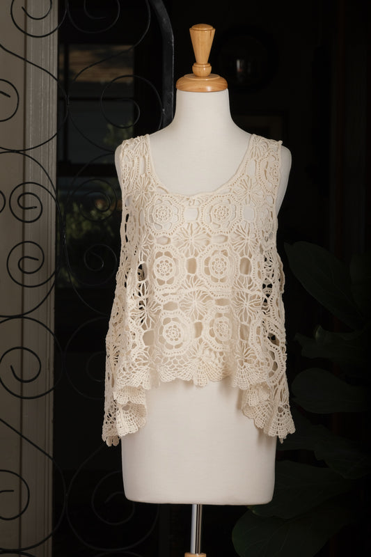 Crochet Layering Tank in Ivory