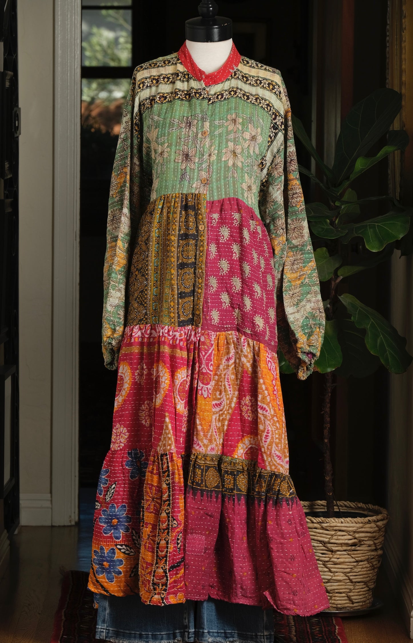 Majestic Duster Dress in Jade Flower