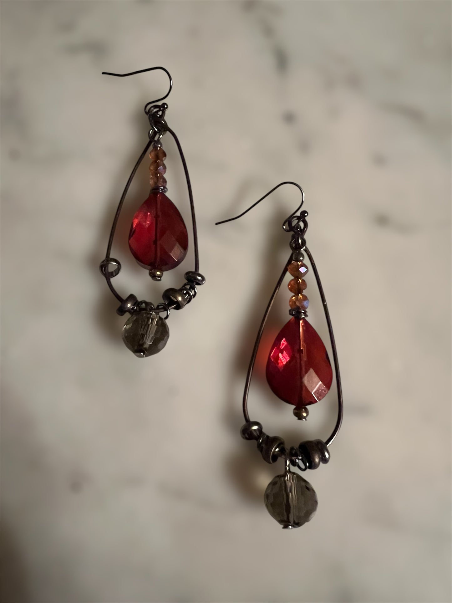 Red Tear Drop Earring