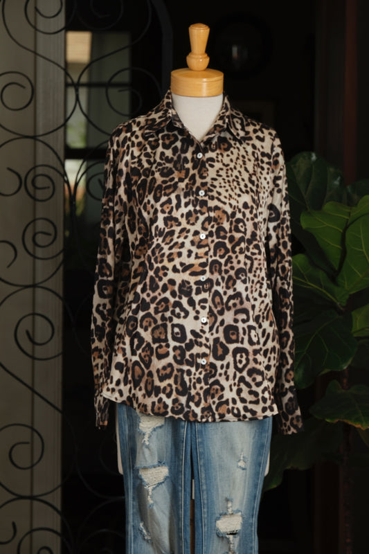 Leopard Print Satin Blouse