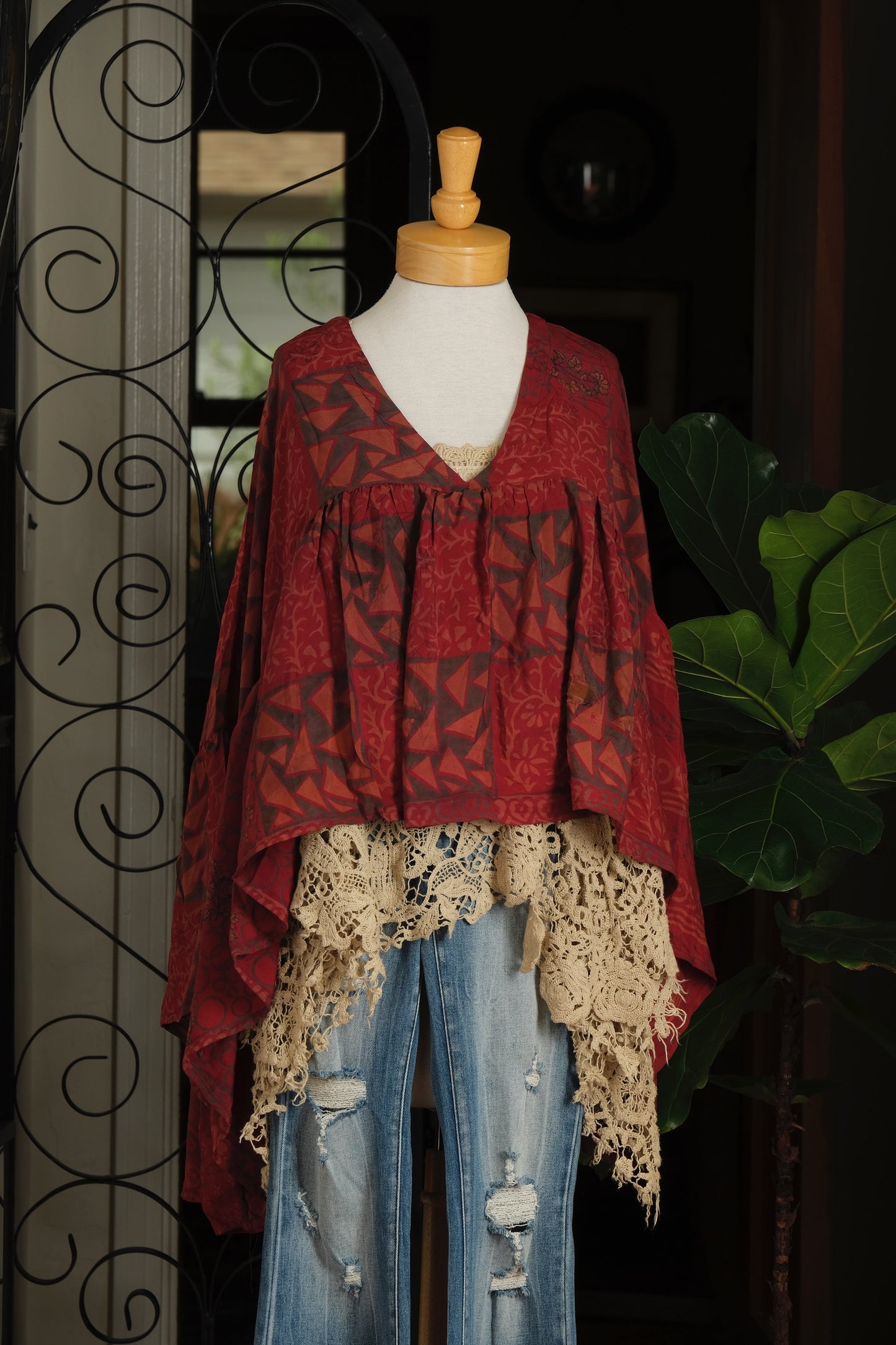 Gold Dust Crop Top in Rusted Red