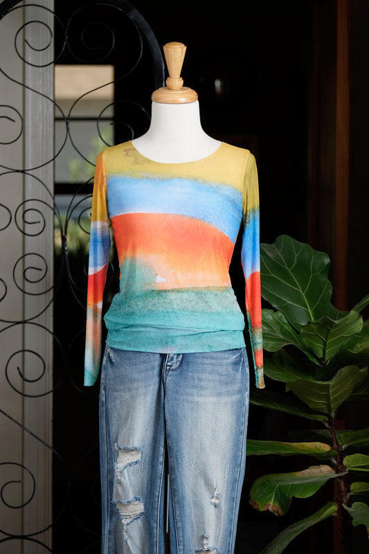 Nude Mesh T in Vibrant Sunset