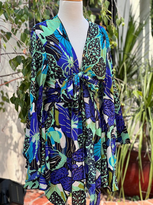 Angel Tie Top in Blue Lily