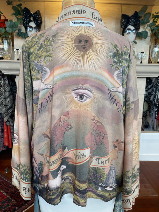 Cropped Kimono in Rainbows