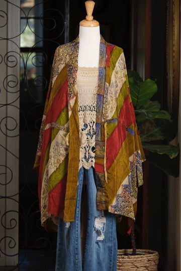 Drawstring Duster in Gold Stripe