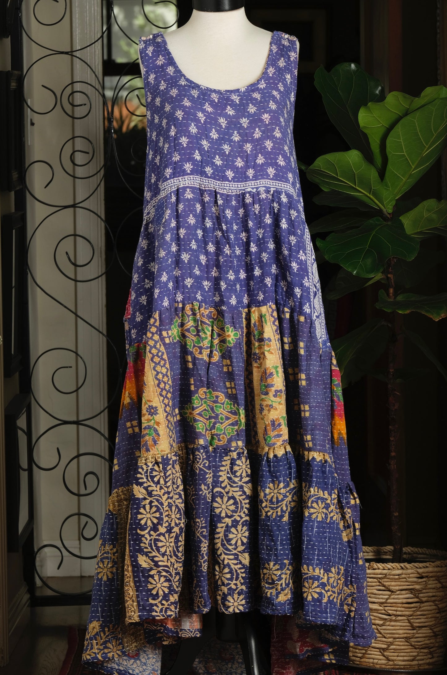 Kantha Celestial Maxi in Field of Blue