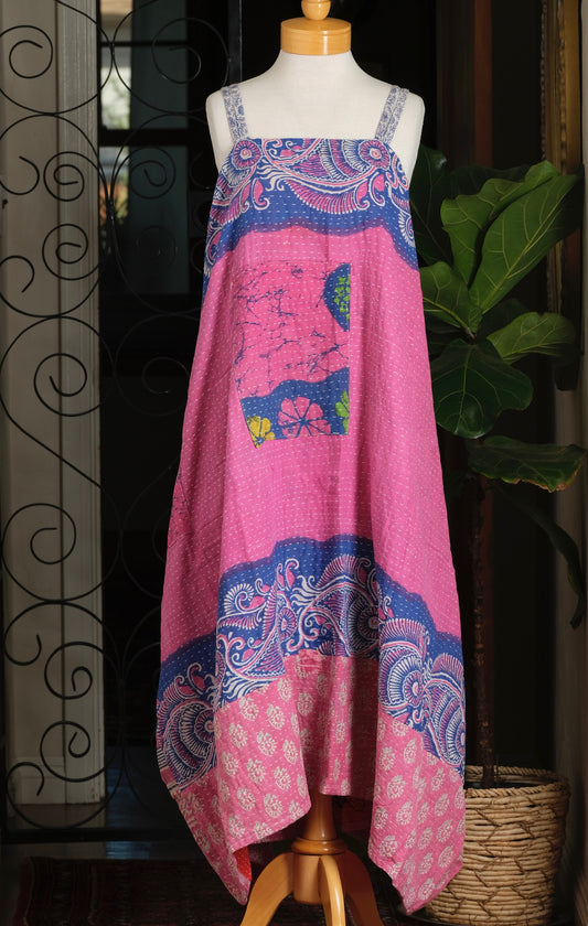 Kantha Maxi Dress in Blue Seashell