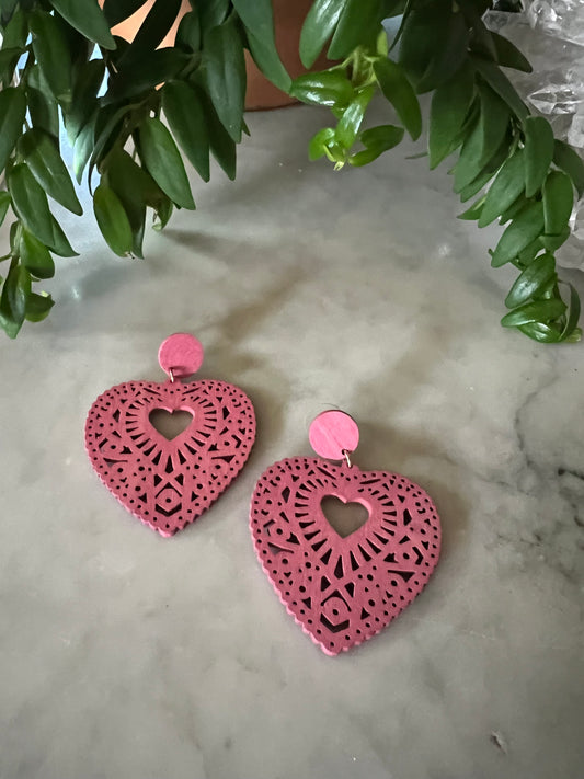 Heart Earring in Rosewood