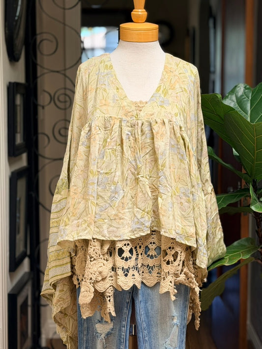 Gold Dust Crop Top in Faded Garden Long Sleeve