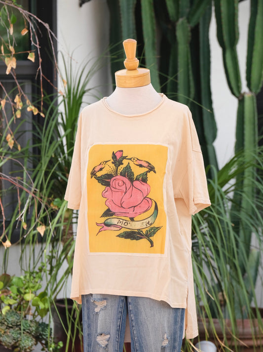 Oversized T Shirt in Hummingbird Rose