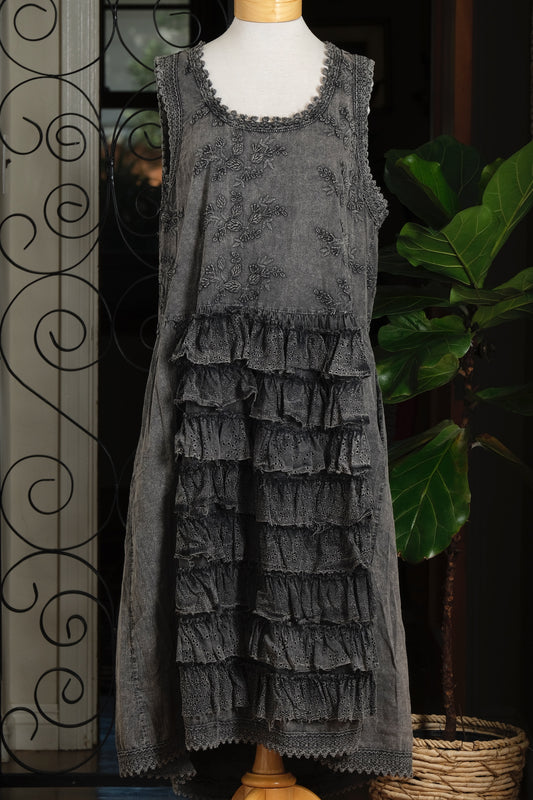Grey Belle Ruffle Dress