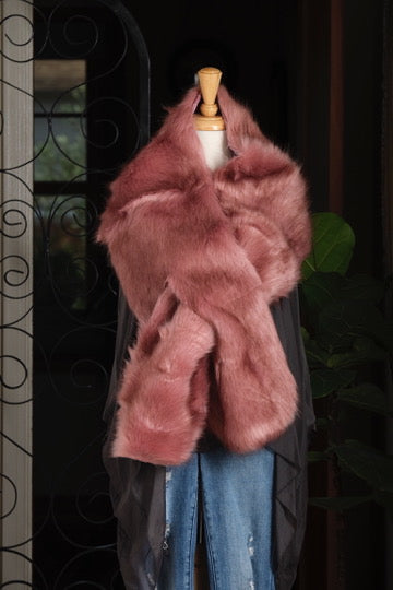 Margo Faux Fur Wrap in Antique Rose