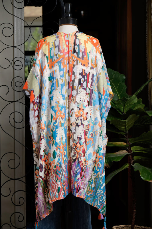 Kimono Topper in Tribal Watercolor
