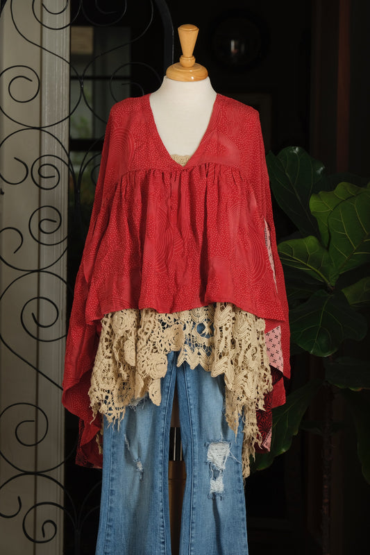 Gold Dust Crop Top in Red Fireworks