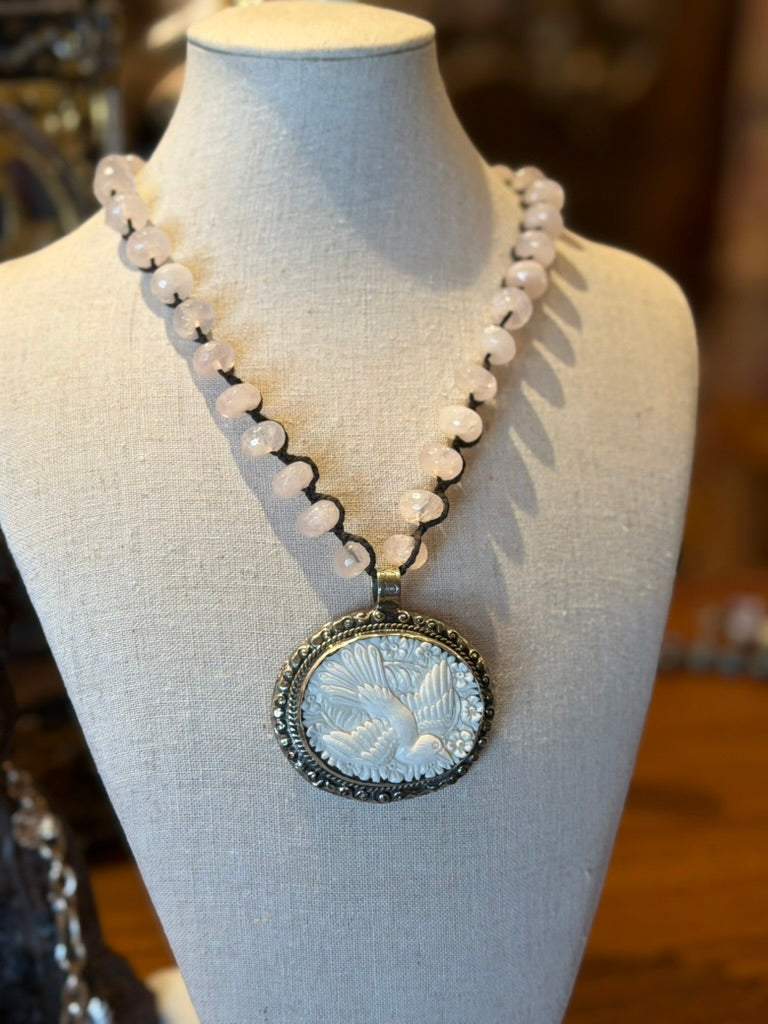 Pink Quartz Bone Bird 1719