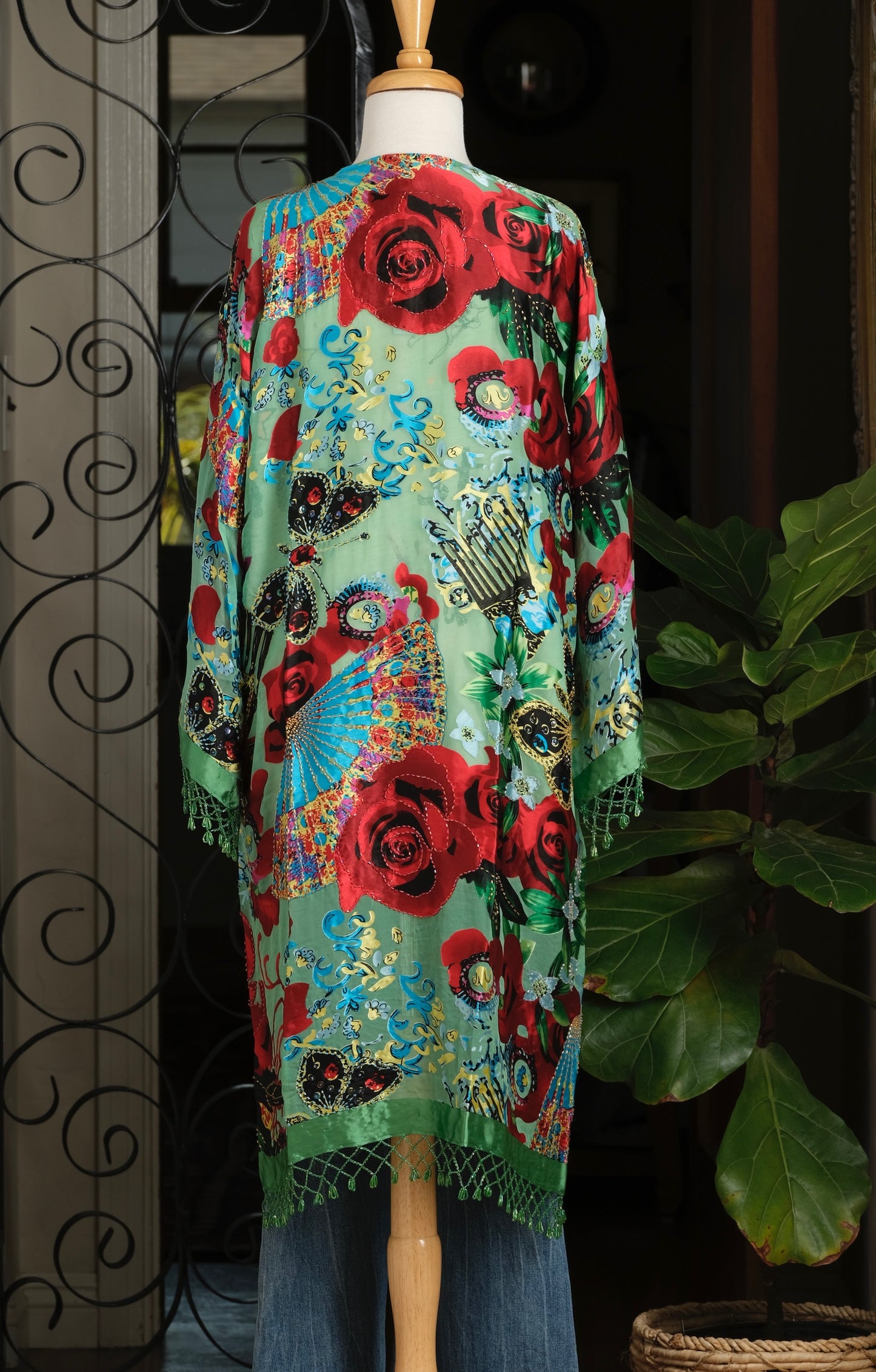 Duster in Aqua Roses
