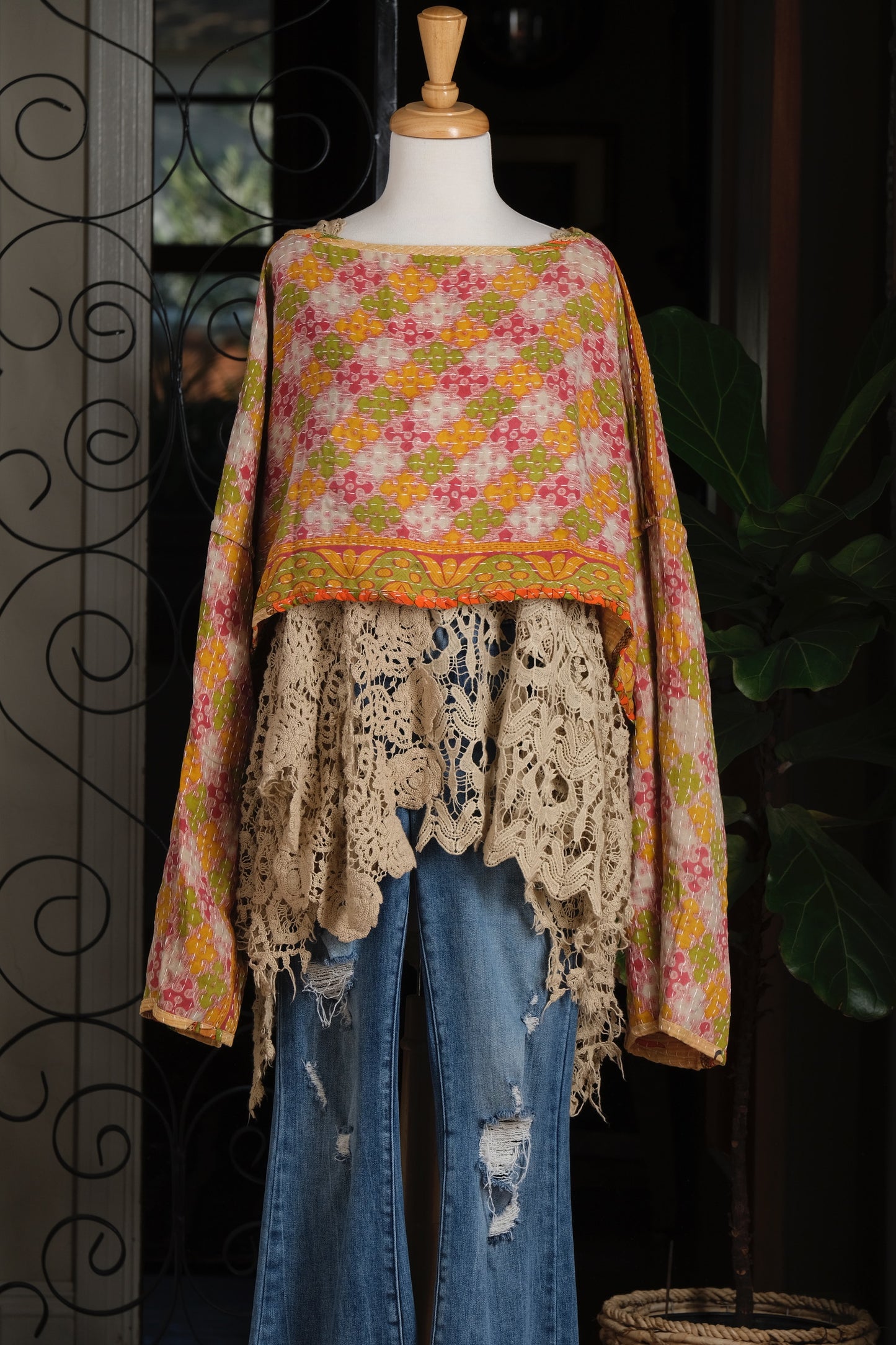 Crop Top in Chartreuse Fleurette