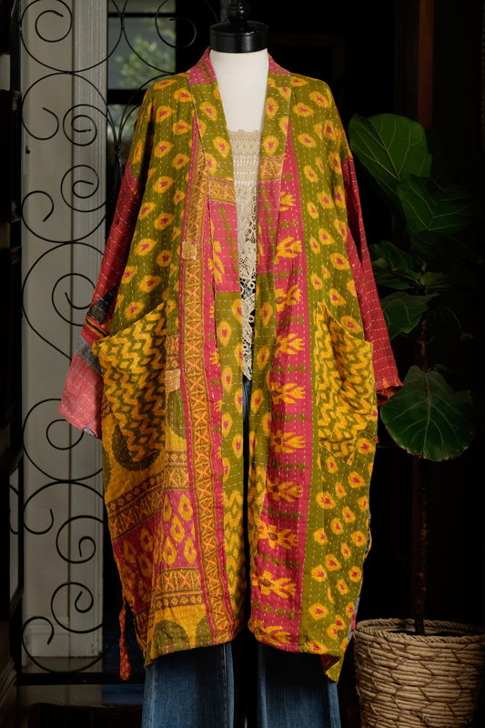 Slouchy Duster in Golden Olive – Chateau Bel Age Boutique
