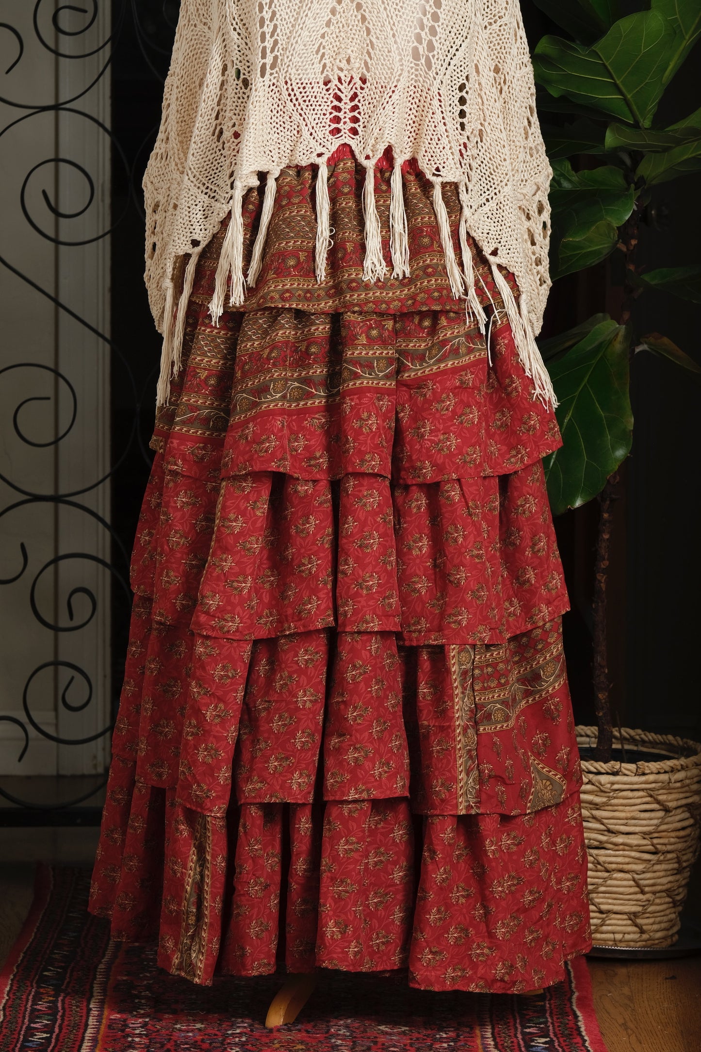 Moon Magic Maxi Skirt in Olive Rose