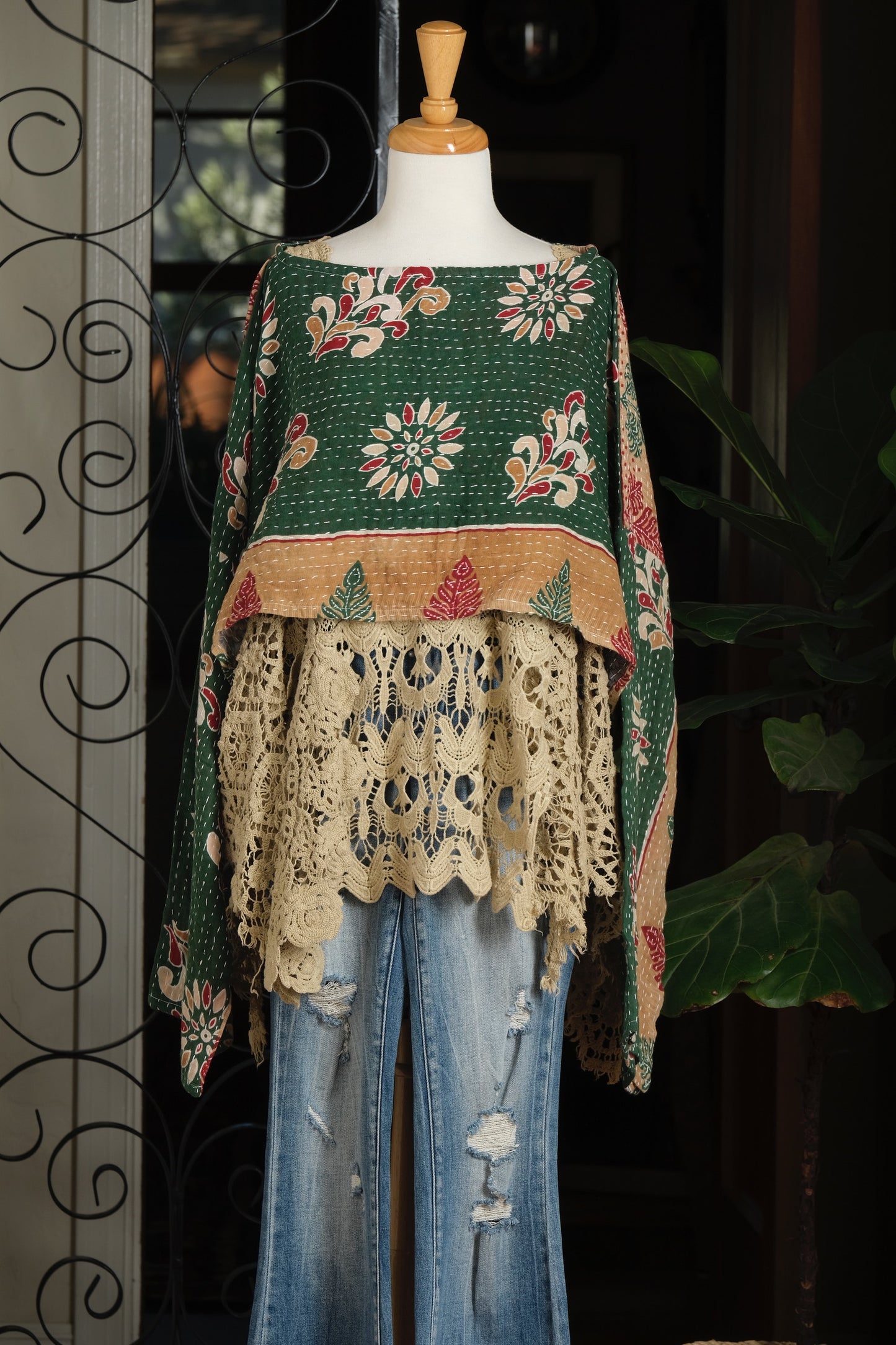 Crop Top in Emerald Flourish