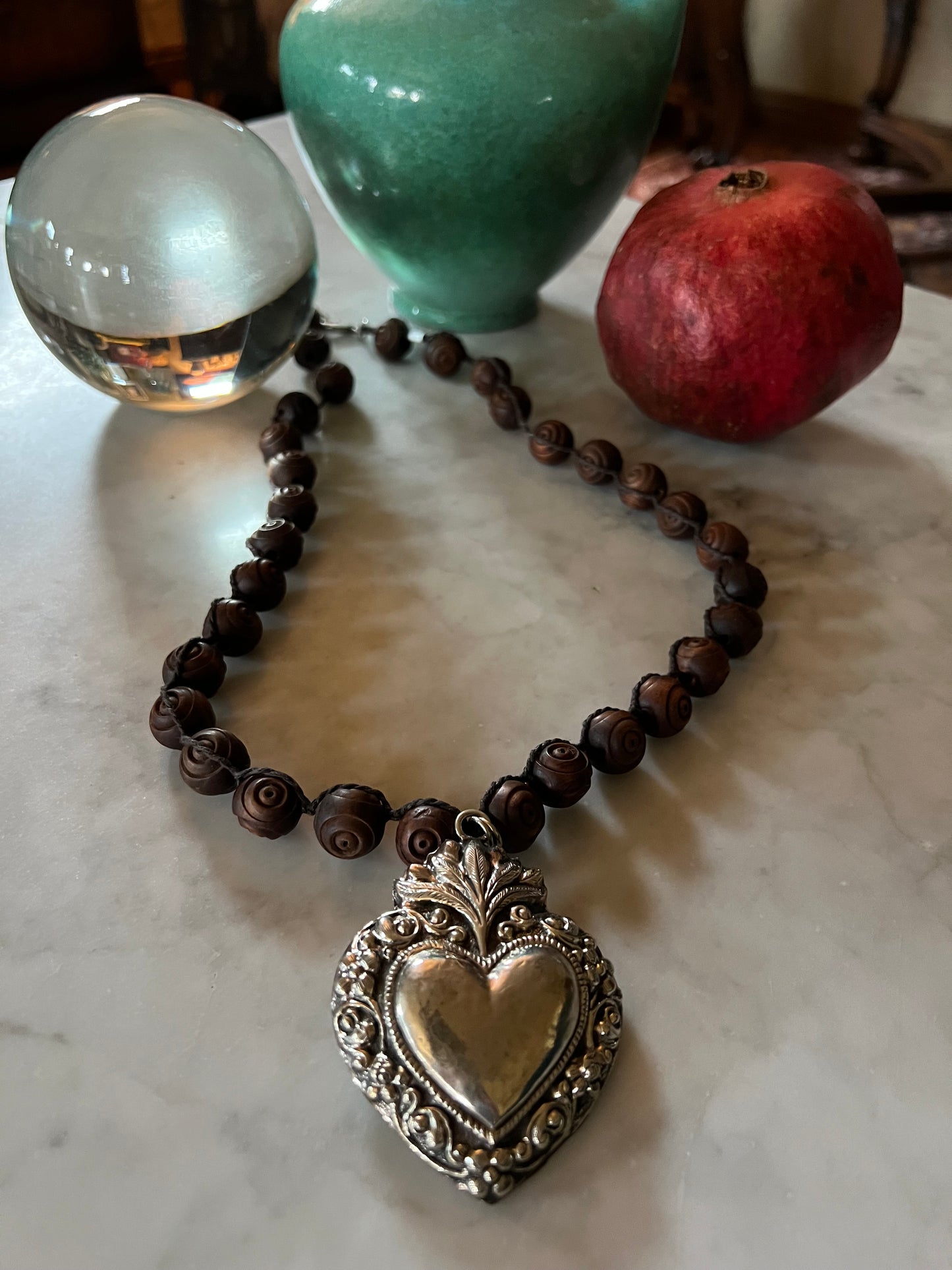 Sacred Heart on Carved Wood 764