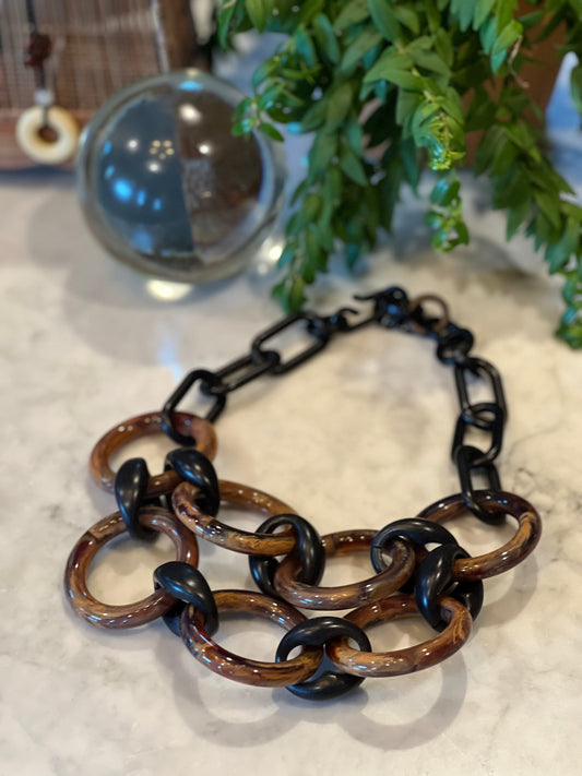 Brown Black Loop Statement Necklace