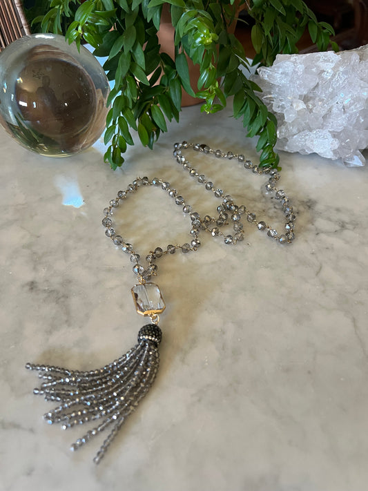 Tassel Necklace in Grey