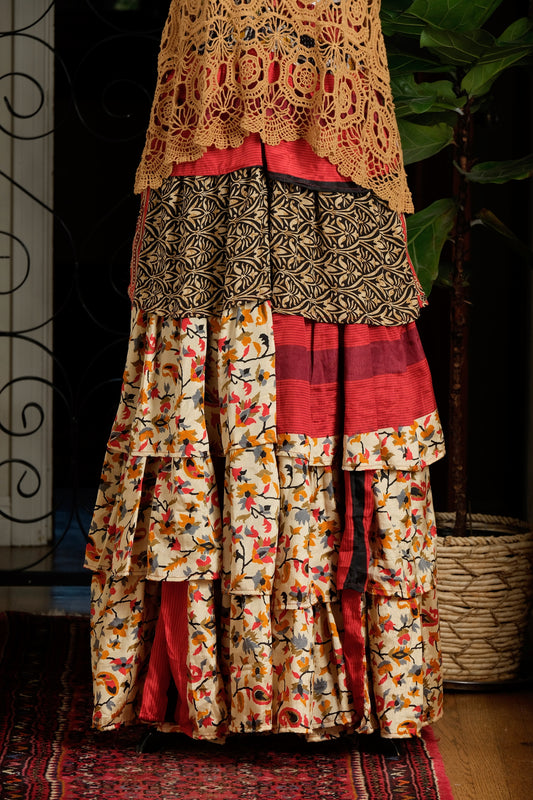 Moon Magic Maxi Skirt in Merlot Stripe