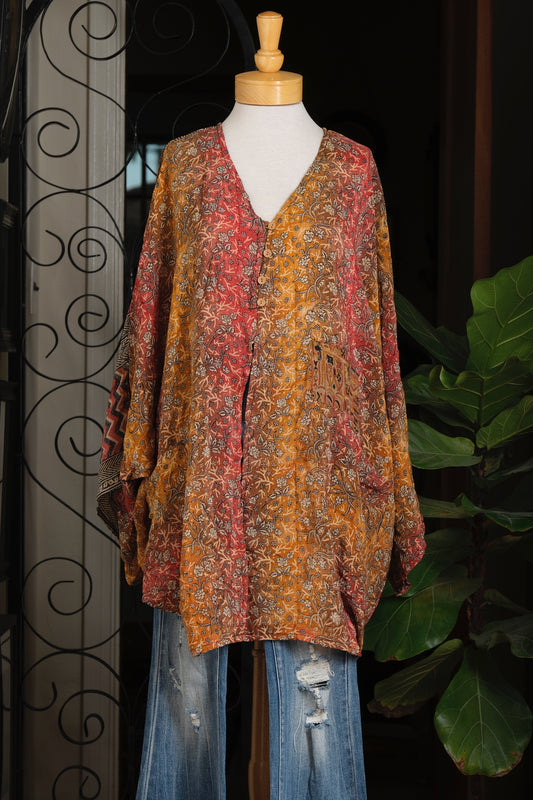 Split Tunic in Gold Rust Flower