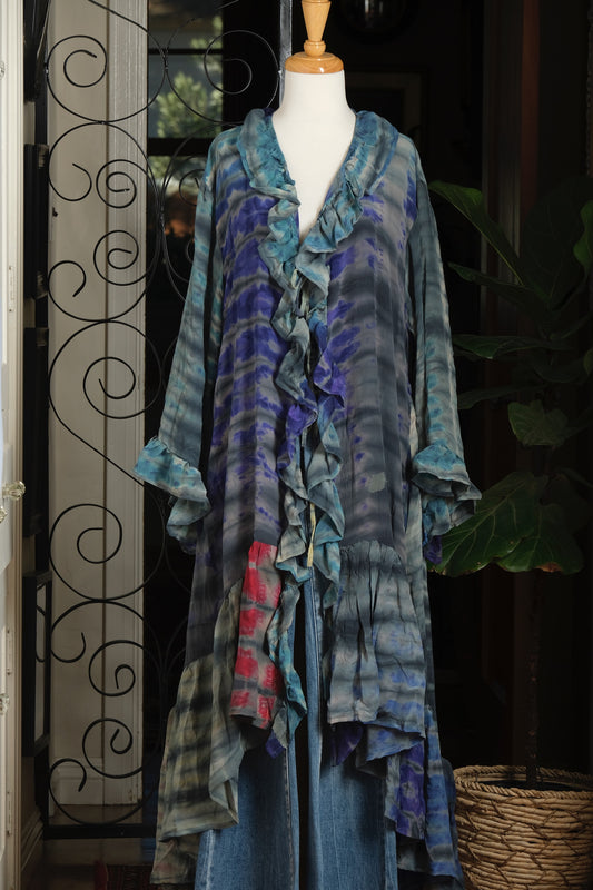 Ruffle Duster in Pink Ocean