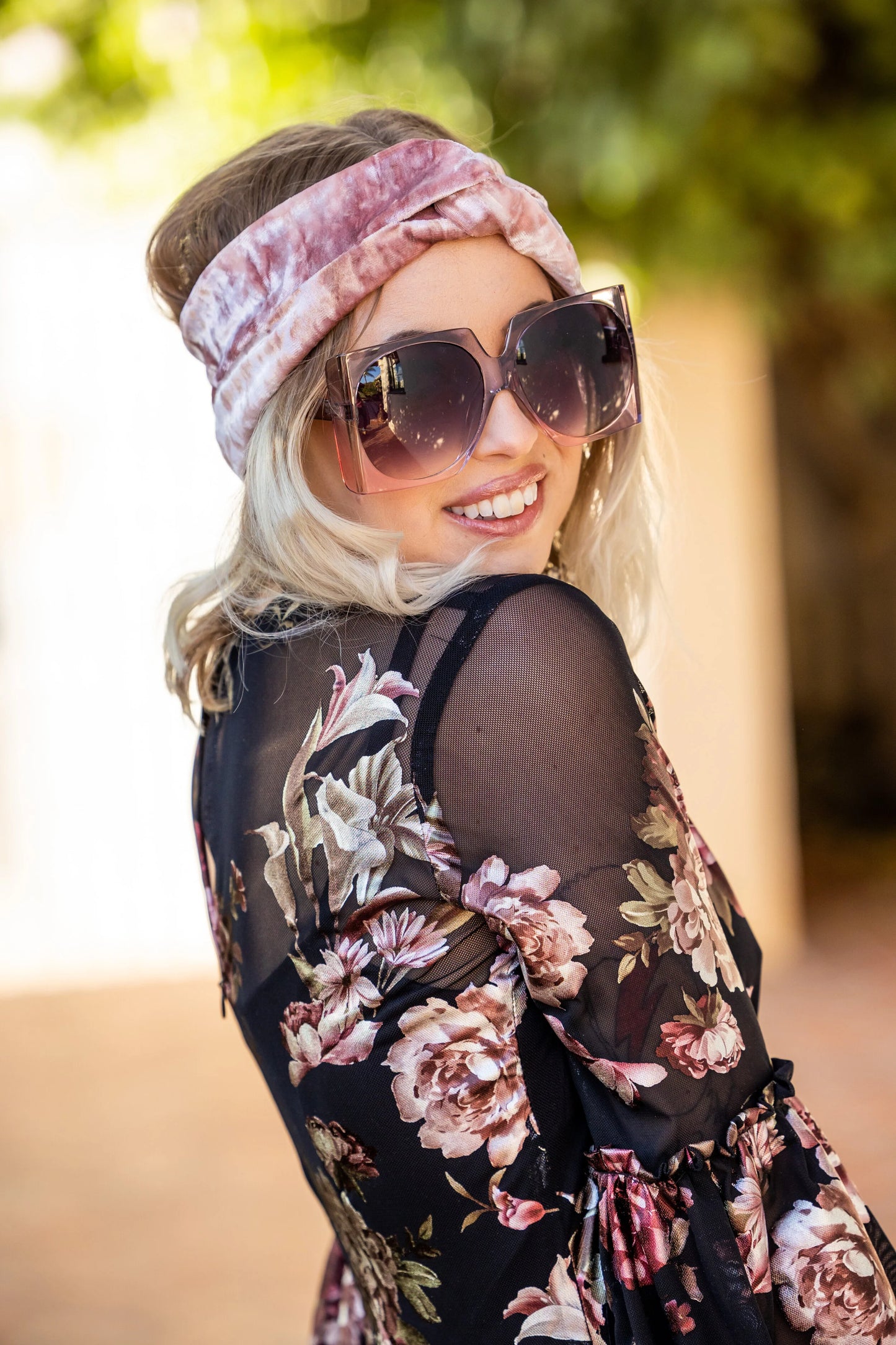 Antique Rose Foil Ruffle Dress by Jennafer Grace