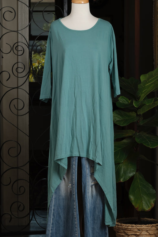 High Low Dress in Antique Turquoise