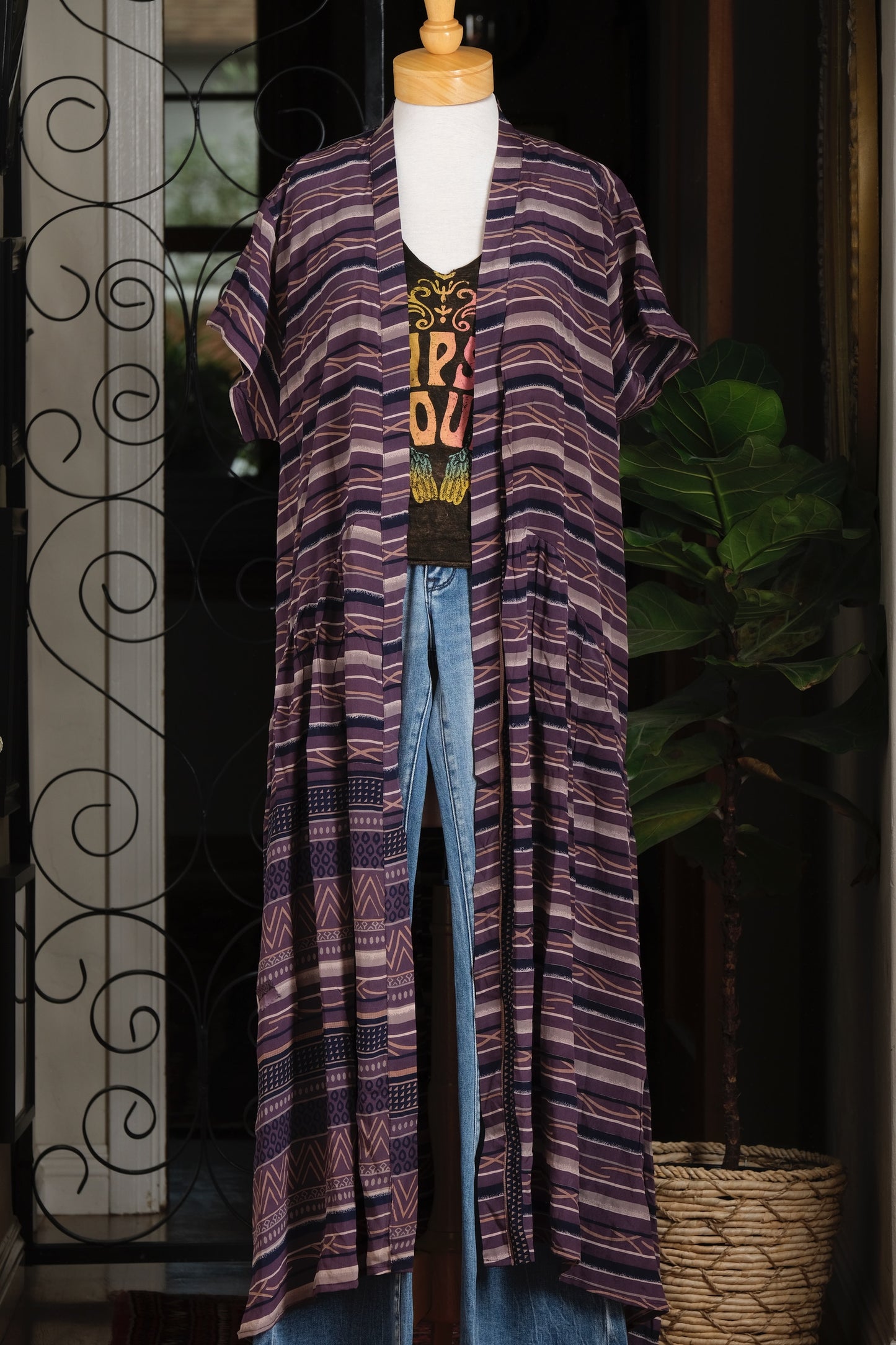 Summer Evermore Duster in Plum Stripe