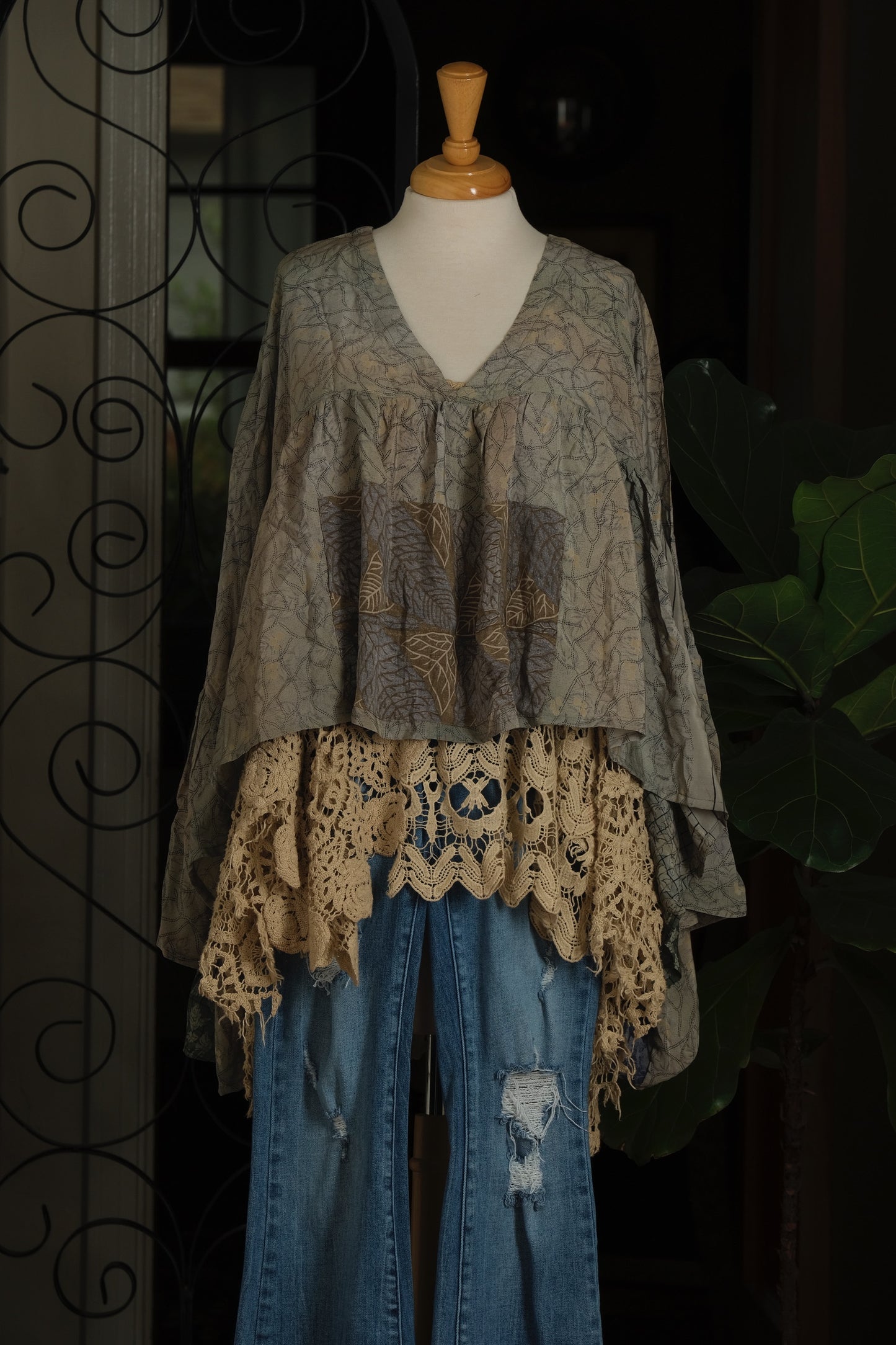 Gold Dust Crop Top in Jade Cloud