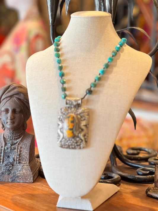 Jasper Dragon on Faceted Turquoise 1237