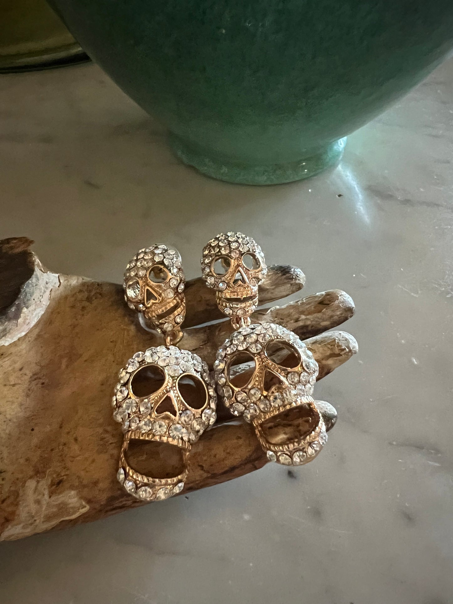 Dead Man’s party Earrings Clear gold