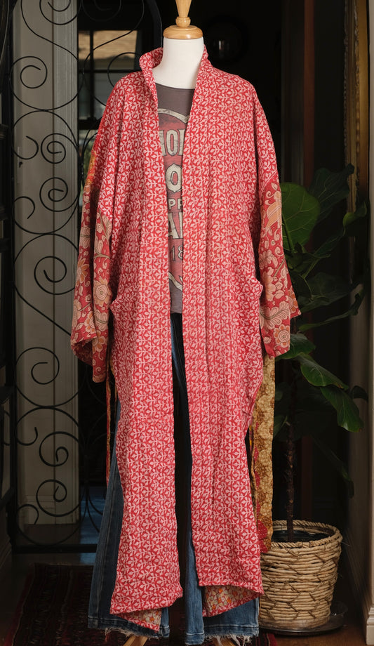 Silk Sleeve Duster in Little Golden Flower