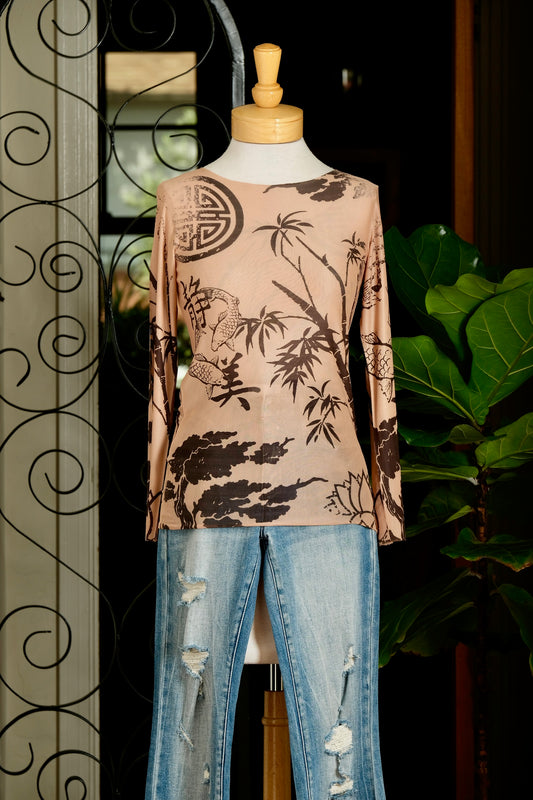 Nude Mesh T in Zen Garden
