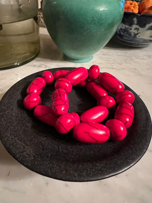 Chunky Stretch Bracelet in Red